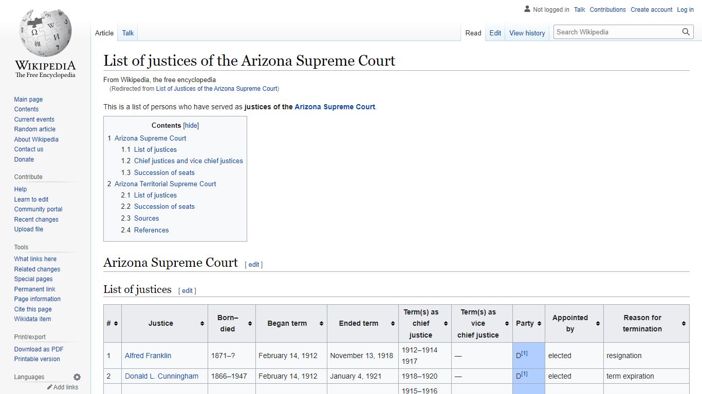 List of justices of the Arizona Supreme Court - Wikipedia